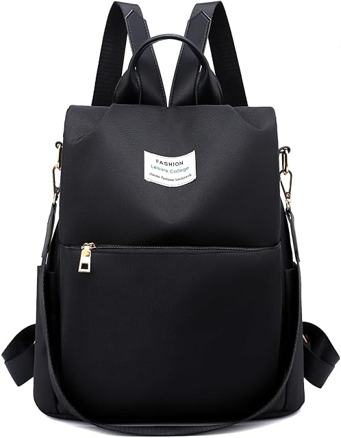 FORRICA Womens Backpack Anti-theft Fashion Print Shoulder Bags Ladies Daypack Oxford Cloth Girls School Bag Casual Large Capacity Backpack Travel Black