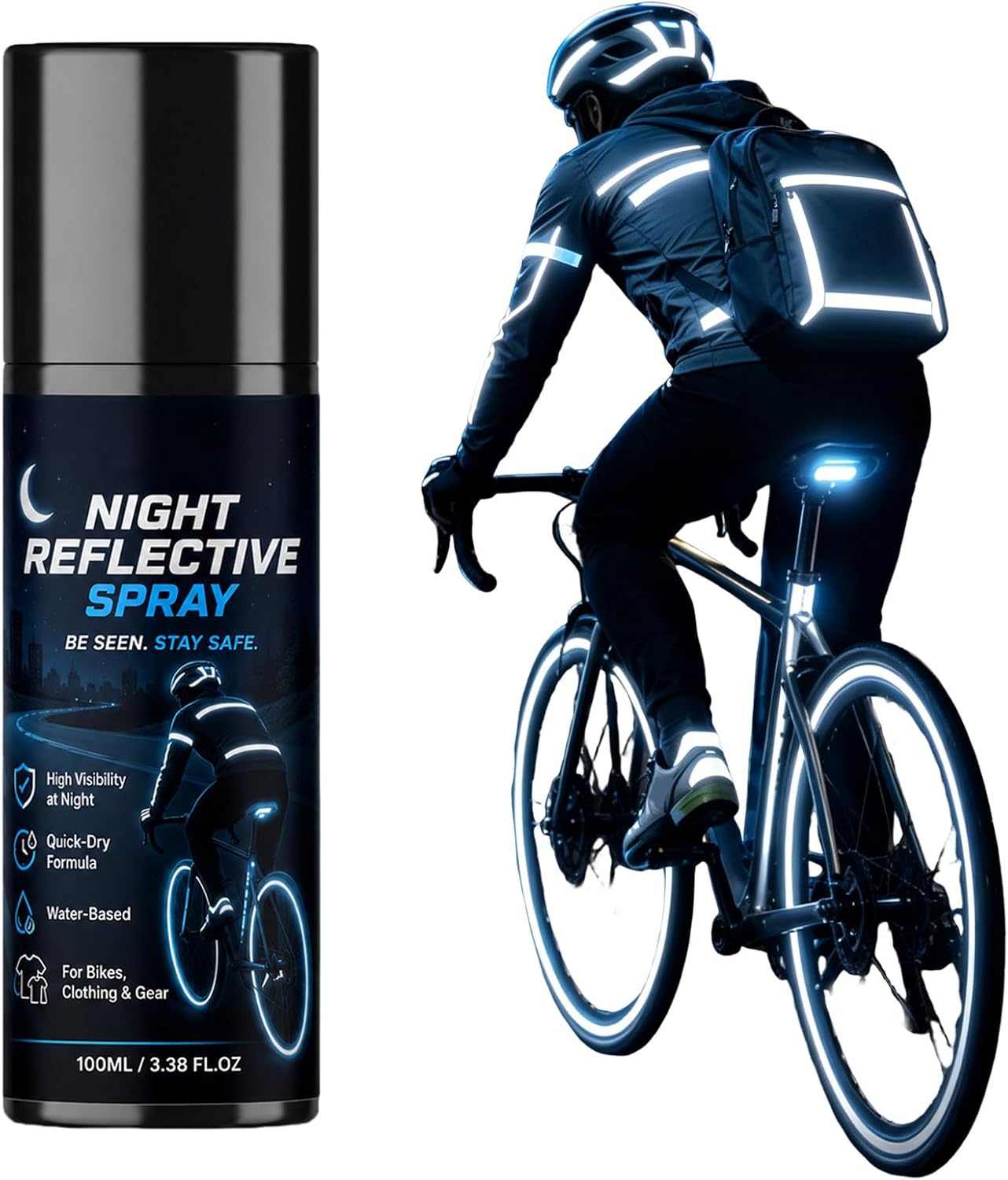 100ml Night Reflective Spray Paint, Weatherproof Safety Luminous Paint, Invisible Fluorescent Paints Reflective Coating Spray For Outdoor Riding Running Cycling Camping Walking