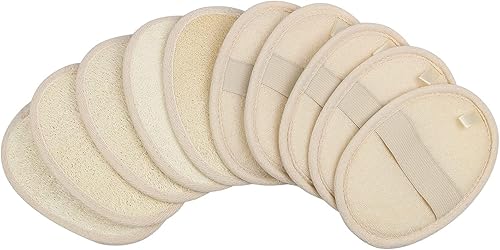 Paquete de 10 almohadillas de esponja exfoliantes para lufa grandes de 4 x 57 a 100 natural de tela de felpa y rizo esponja de lufa guantes de