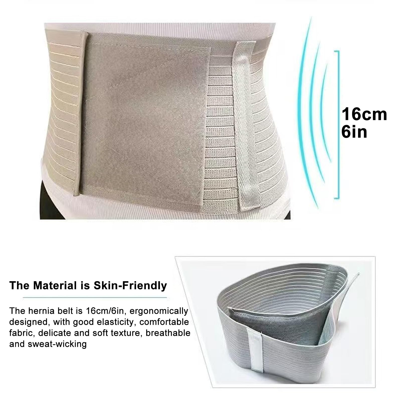 Fascia Addominale Medica più Larga da 16 cm con 2 Cuscinetti di Compressione, Fascia Ernia Ombelicale per Supporto Ernia Ombelicale, Allevia Il Dolore(M)
