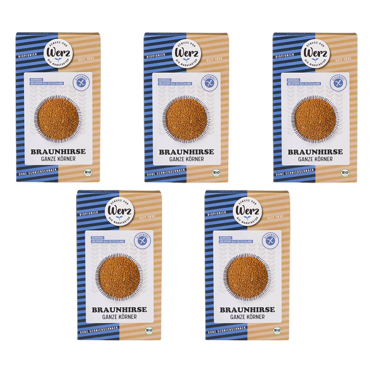 Werz - Braunhirse ganz keimfähig glutenfrei - 1000 g - 5er Pack