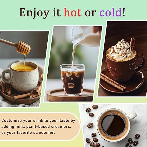 Miniatura 6 de Café de hongos, 10.58 onzas de café instantáneo de hongos adaptogénicos en polvo, melena de león, reishi, cola de pavo, cordyceps, trompeta King y