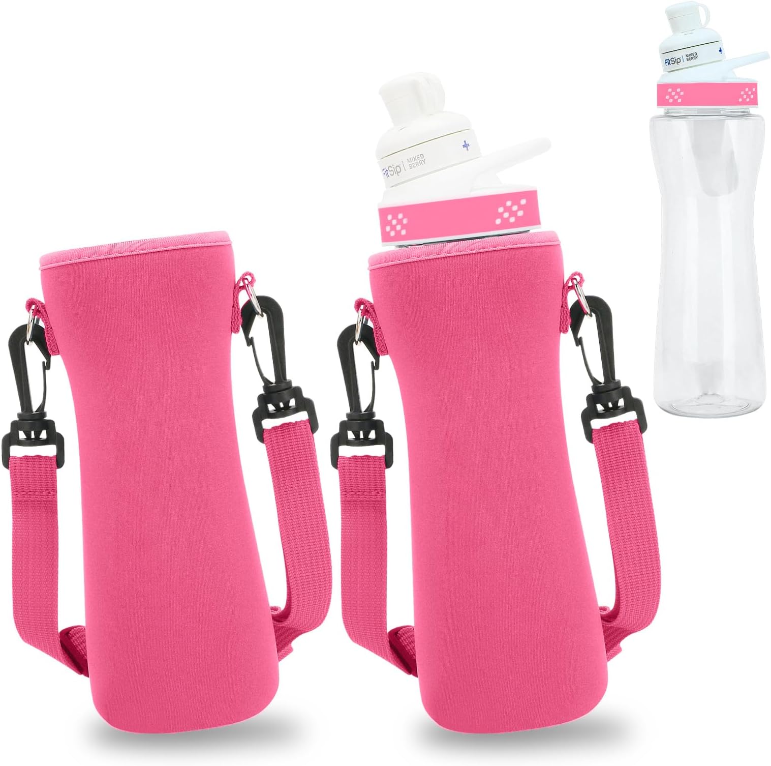 2 Pcs Sleeve Compatible with 22oz Cirkul Water Bottle, Water Bottle Sleeve for Plastic & Stainless Steel Bottle, Neoprene Insulated Water Bottle Cover for Retaining Temperature (Pink)