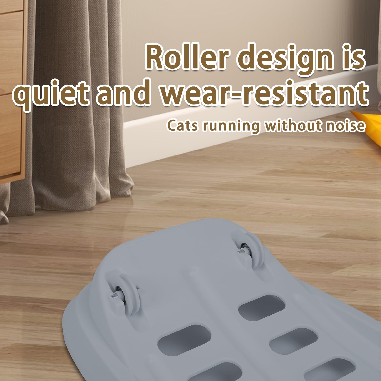 Rueda para gato grande, rueda de ejercicio silenciosa de ABS sólida, soporta hasta 15 kg, para gatos de interior activos, base antideslizante, fácil de montar y limpiar-gris
