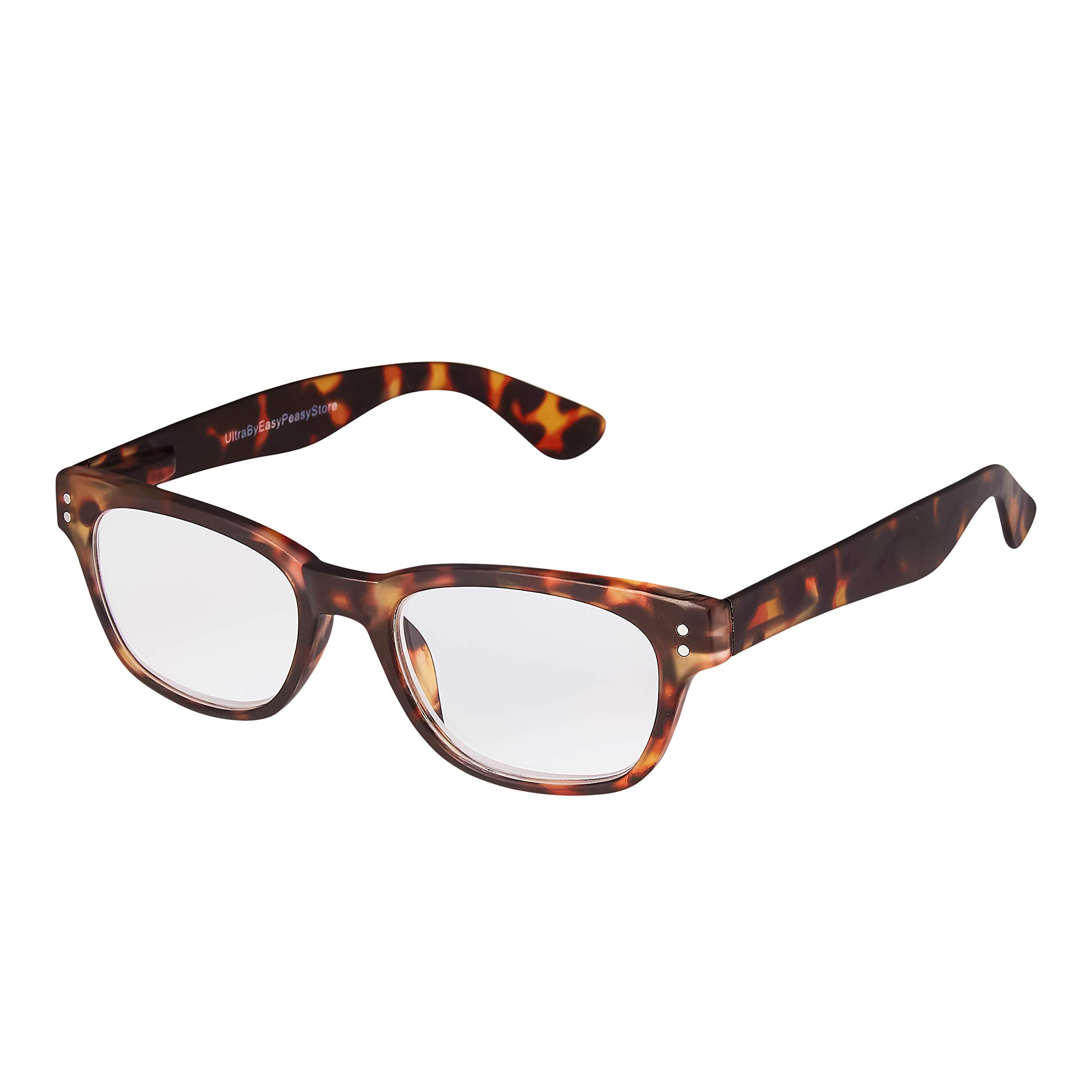Ultrabyeasypeasystore Unisex Tortoise Shell Classic Ultra Brown Tortoise Shell Frame Reading Glasses +1.0 Dioptre Transparent Glasses Lightweight Comfortable Womens Mens Reading Glasses Non-Prescription Lenses Designer Style Foldable Eye Glasses