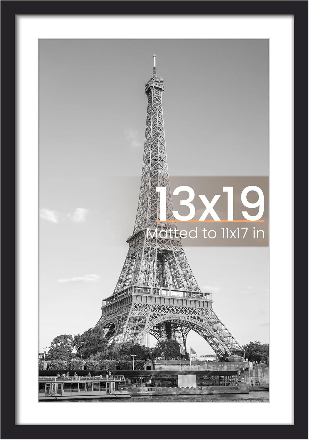 upsimples 13x19 Picture Frame, Display Pictures 11x17 with Mat or 13 x 19 Without, Wall Hanging Poster Frames, Black, 1 Pack Black 13x19