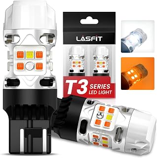 LASFIT T3 7443 Switchback LED Bulbs 7444NA - 500% Brighter White/Amber Front Turn Signals, CANBUS Error Free, Anti Hyper Flash (2pcs)