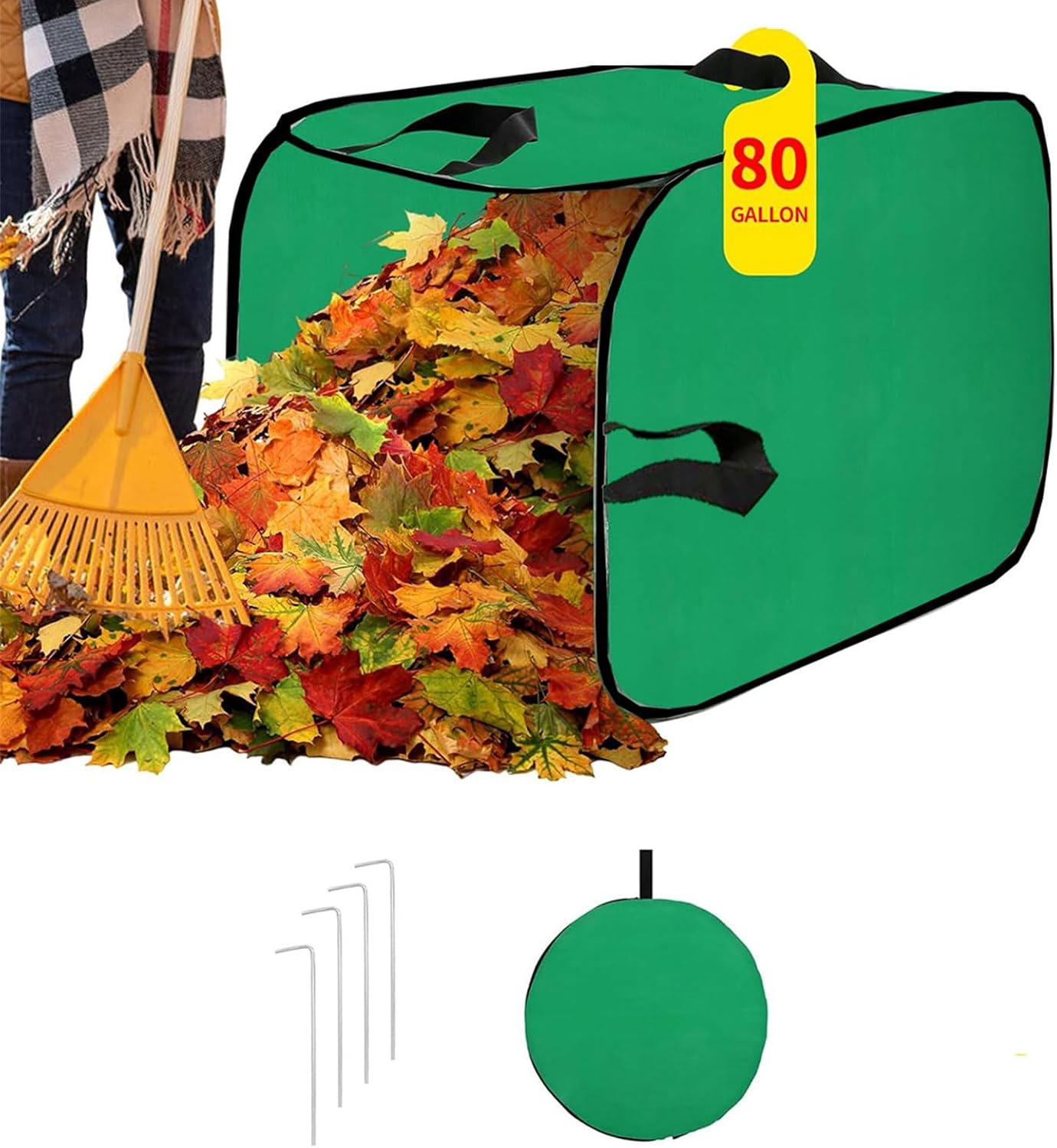 80 Gallon Capacity Garden Debris Bag Reinforced Handles Durability Polyester Component for Seasonal Cleanup Efficient Fabric Leaves Collector
