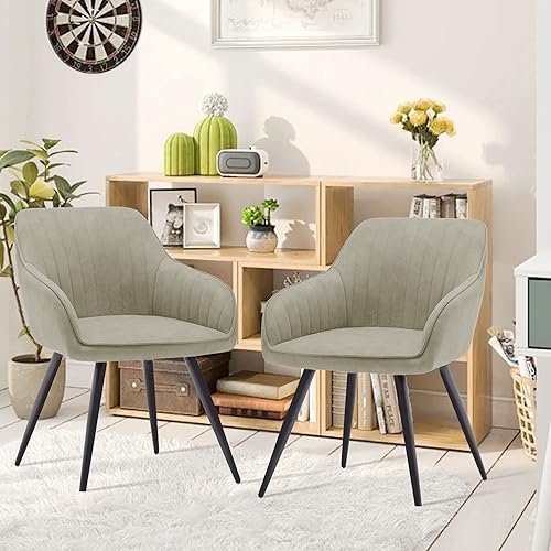 Miniatura 33 de annjoe Juego de 2 sillas de cuero sintético para sala de estar, silla tapizada con patas de metal, para el hogar, cocina, oficina, bistró,