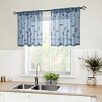 Vista 51 de HOMEIDEAS Cortinas traslúcidas amarillas de 84 pulgadas de largo, 2 paneles de cortinas bordadas con patrón floral amarillo y blanco, cortinas