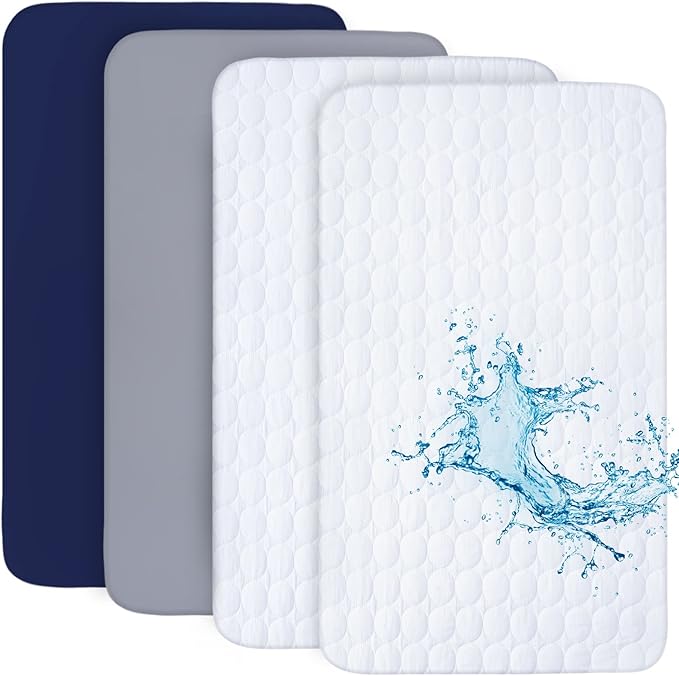 Crib Sheets 2 Pack and Waterproof Crib Mattress Protector 2