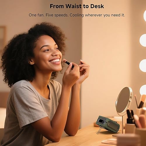 Miniatura 5 de SEAINGO Portable Waist Fan Rechargeable  10000mAh, 42 fts Max, 5 Speeds 16000RPM, Personal Cooling Wearable Clip Body Belt Shirt Fans, Hanging Neck