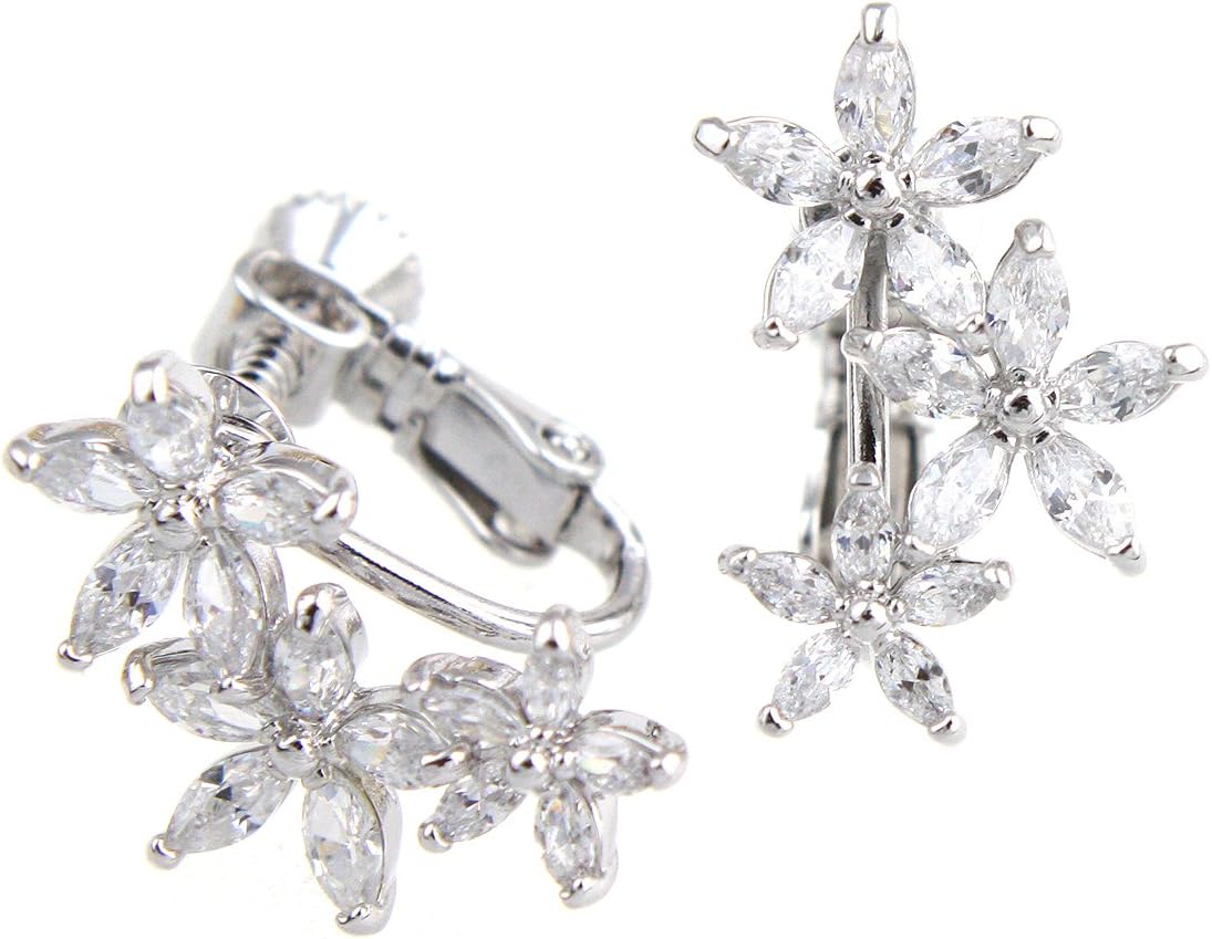 神戸ヴァンテーヌのストアを表示 [ヴァンテーヌ] VINGTAINE トリプル フラワー イヤリング キュービックジルコニア E2-20 シルバー