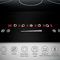 Vista 3 de Empava 36 Inch Electric Ceramic Cooktop, 5 Radiant Burners with Dual-Ring Rear Zones & 100W Warmer, Touch Slider Controls, Stop & Go, Child Lock