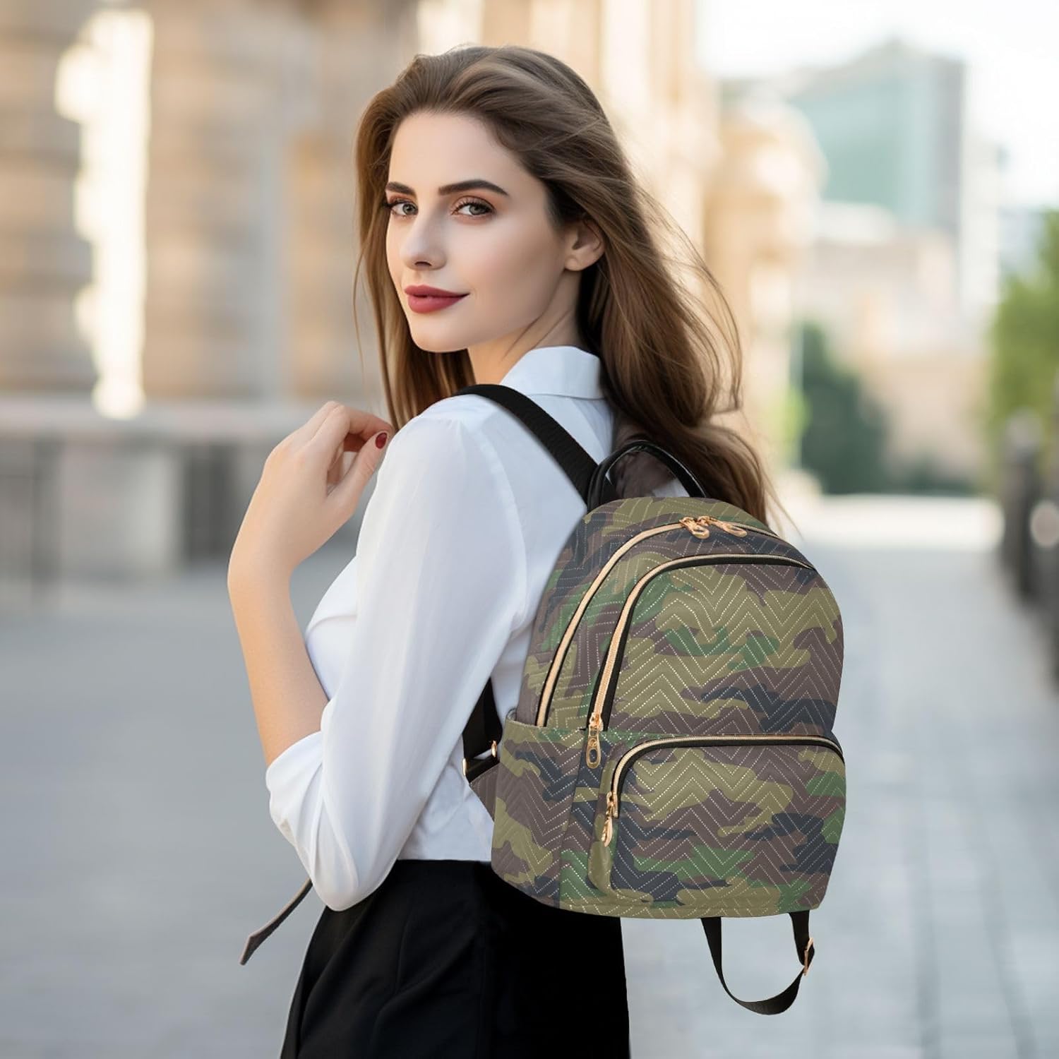 Camouflage Backpack Purse For Women Lightweight Travel Shoulder Bag Daily Mini Backpack - Image 6