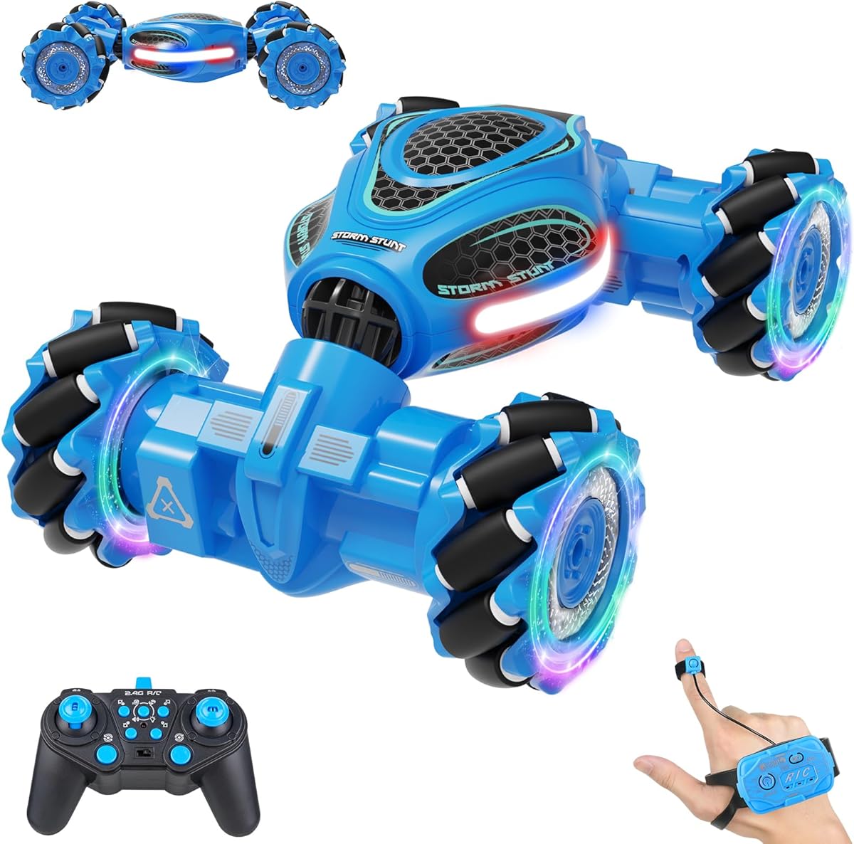 Gesture Sensing RC Stunt Car, Remote Control 2.4GHz 4WD Hand Controlled Car Toys for Boys and Girls Ages 6-12, 360° Rotating Drift RC Cars with Lights and Music, Ideal Birthday and Xmas Gift