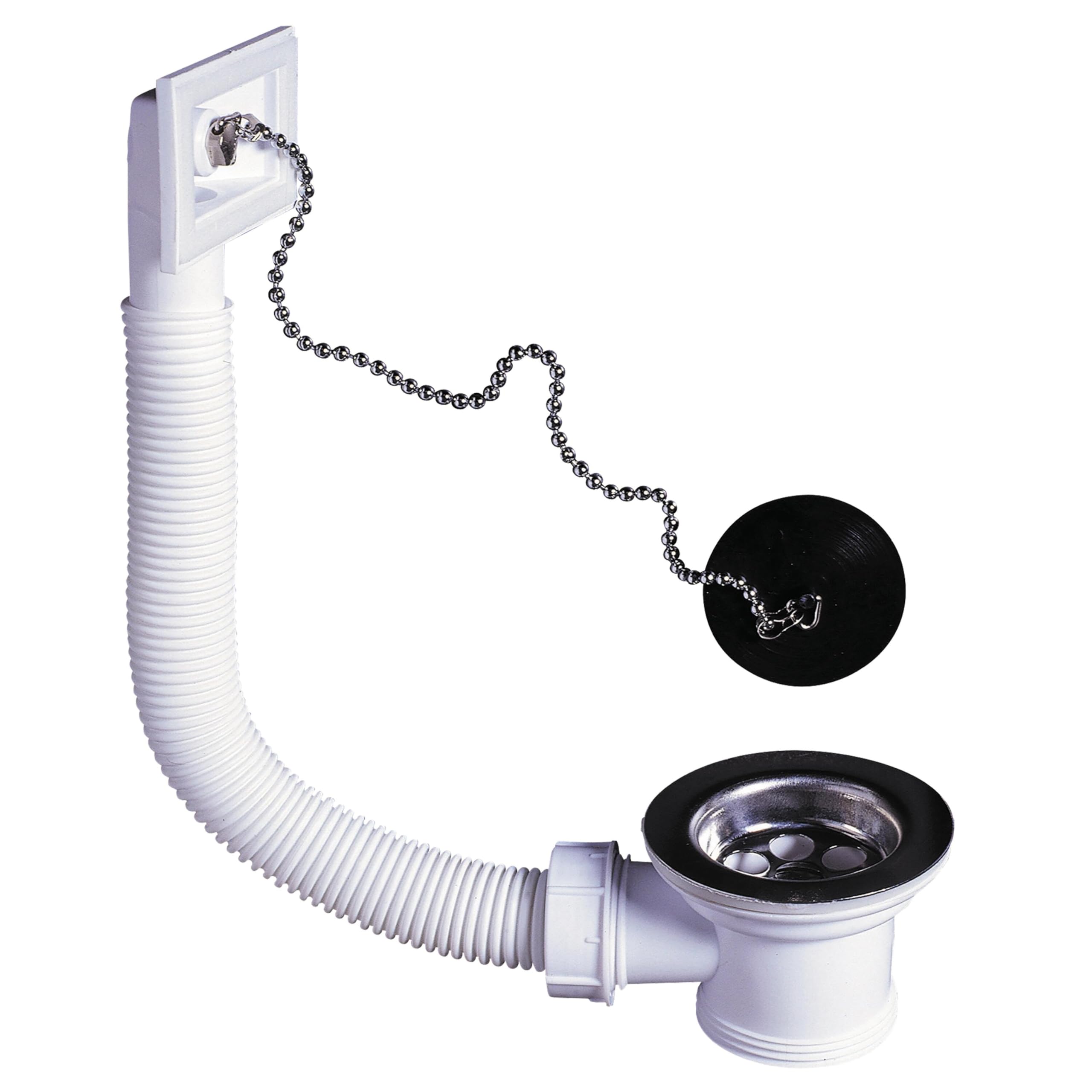 Wirquin Bonde évier cuisine 1 bac Ø50 mm bouchon trop-plein extérieur blanc