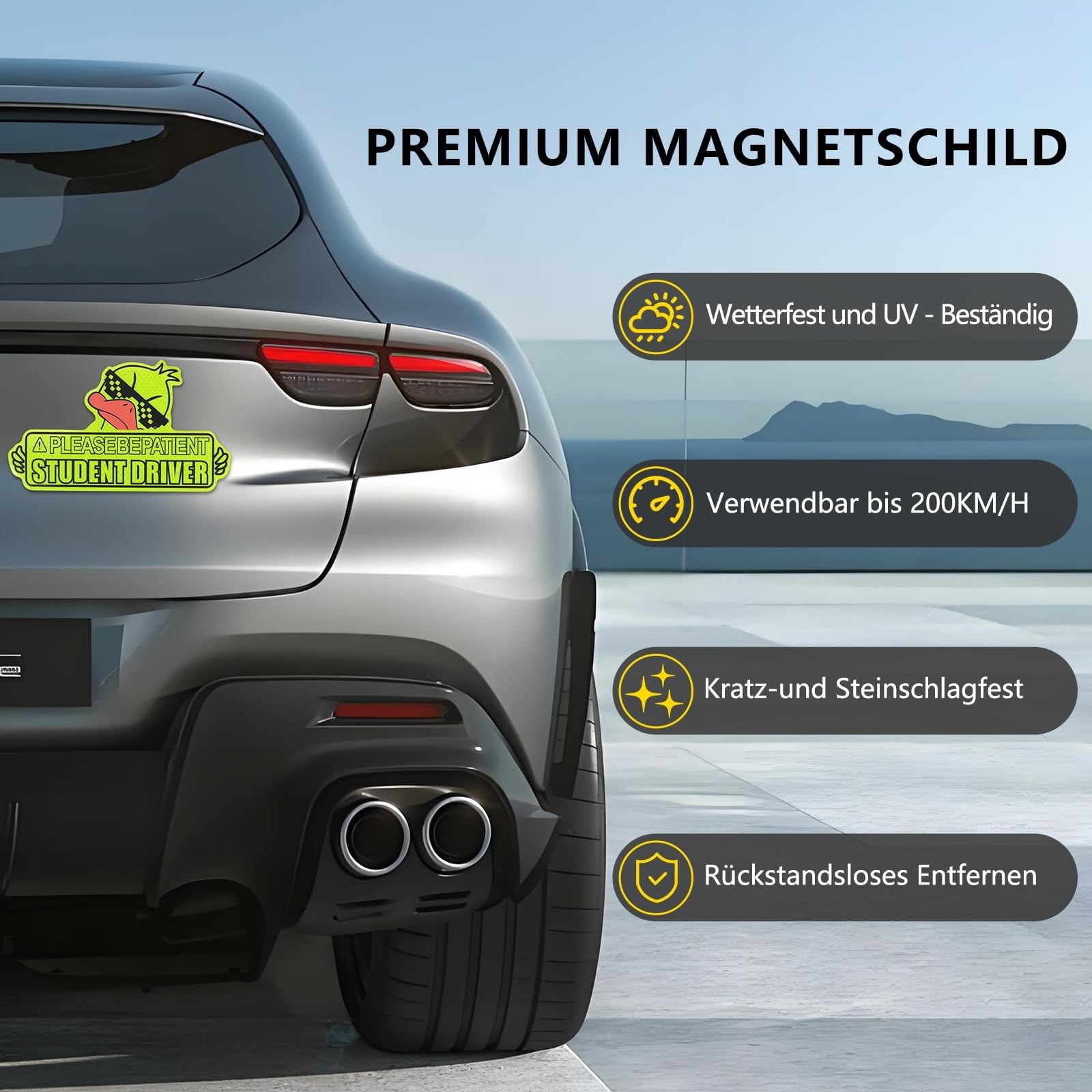 3 pezzi novizio driver segno magnetico novizio driver adesivo impermeabile, riflettente foglio magnetico segno di avvertimento con protezione UV