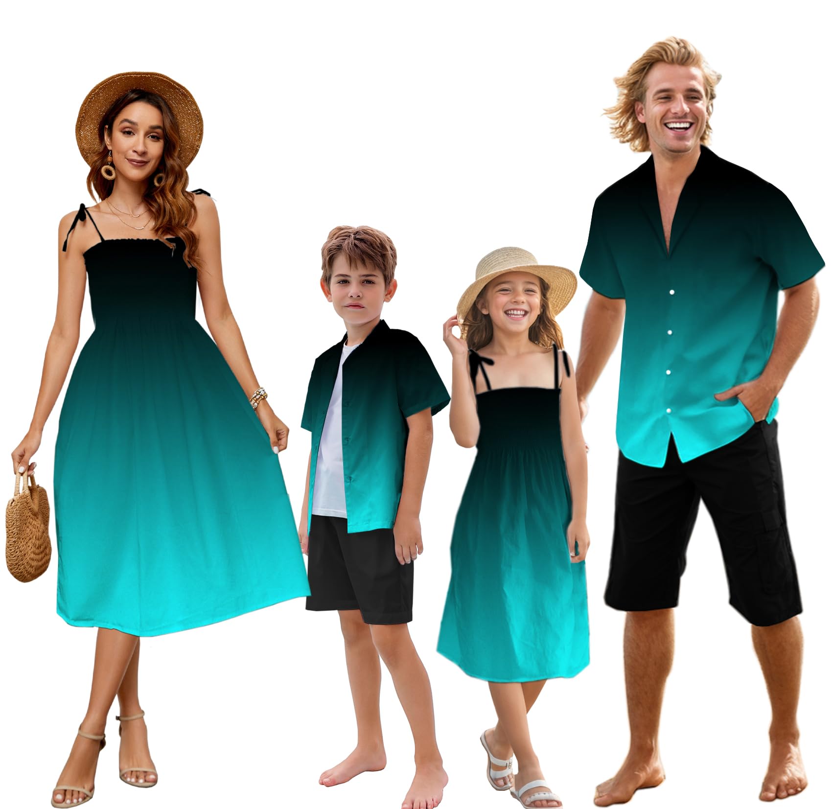 SANGTREE Family Matching Hawaiian Outfits , Casual Beach Travel Clothes ，Vacation Clothing Set for Women &amp; Men &amp; Girls &amp; Boys