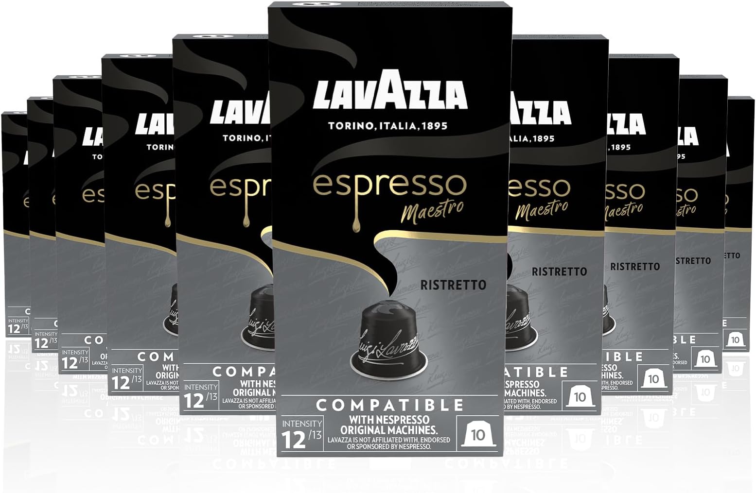 Espresso Maestro Ristretto, 100 Aluminium Capsules Compatible with Nespresso Original Machines, Chocolate & Caramel Notes, Arabica & Robusta, Intensity 12/13, Dark Roasting, Zero CO2 Impact