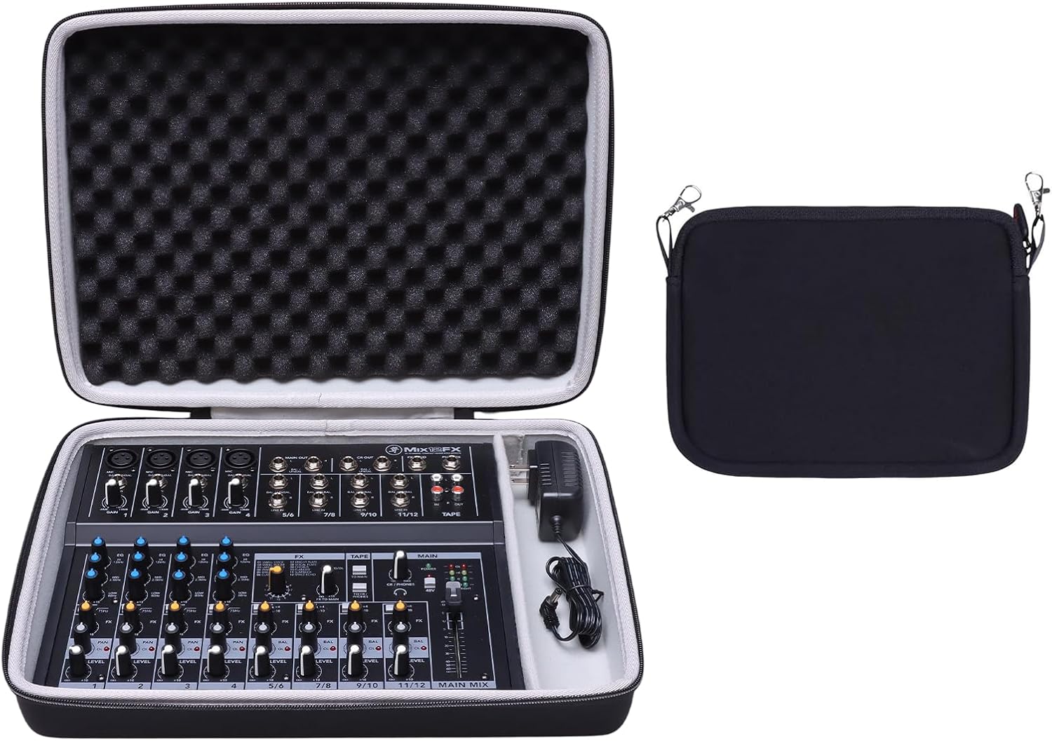 XANAD Mixer Case for Mackie Mix12FX or Behringer Xenyx 1202SFX 12-Channel Compact Mixer - with Small Storage Bag