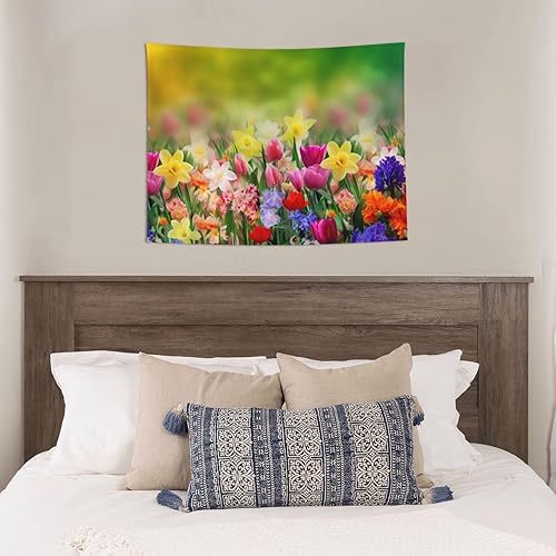 Miniatura 4 de Nameapo Tapiz de verano con flores de primavera para dormitorio, tapiz colgante de pared para sala de estar, dormitorio, manta para decoración del