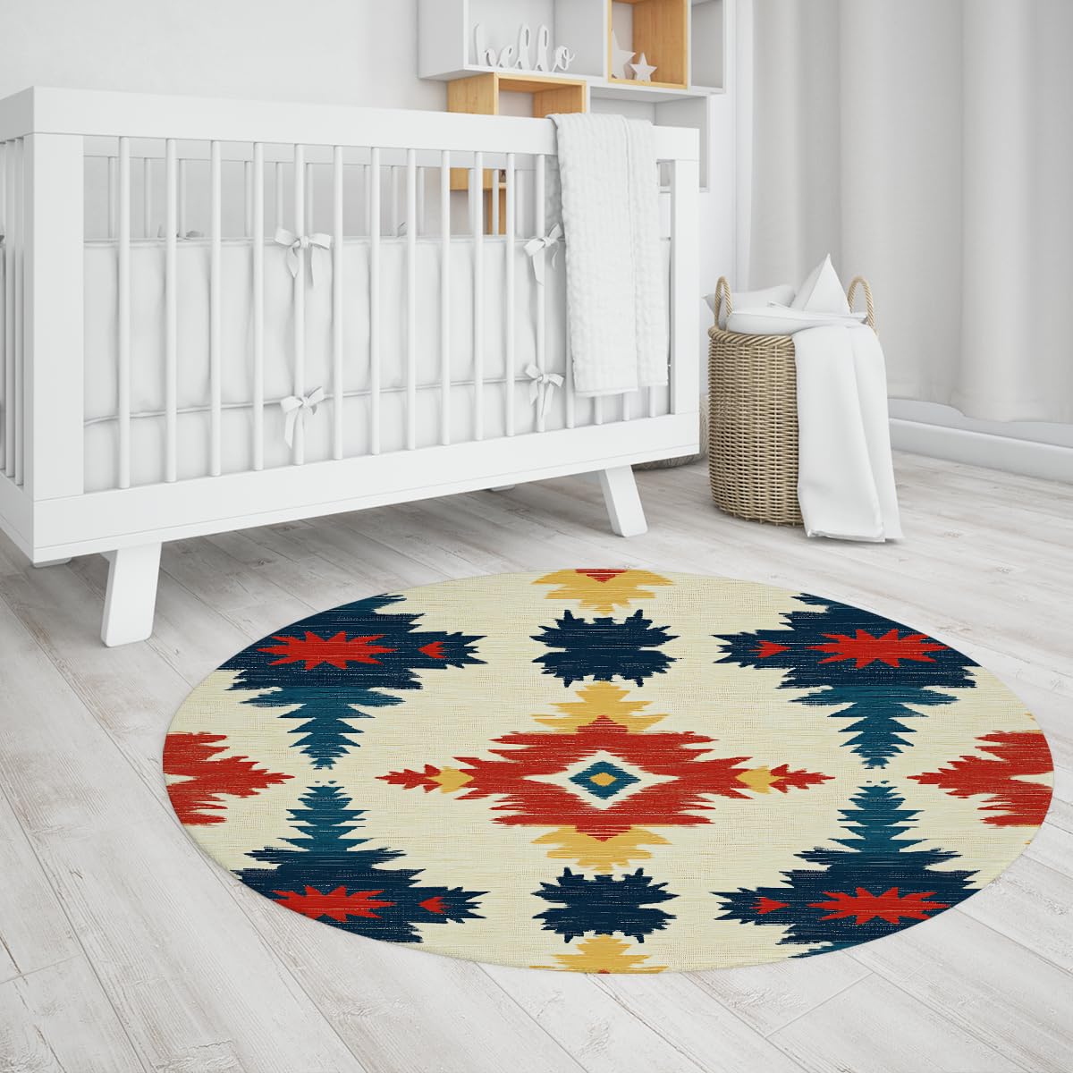 Południowo-zachodni okrągły plemienny dywan Aztec Boho Abstrakcyjna geometryczna wycieraczka miękka antypoślizgowa zmywalna miękka obręcz Meble Home Office Bar Decor 150 cm