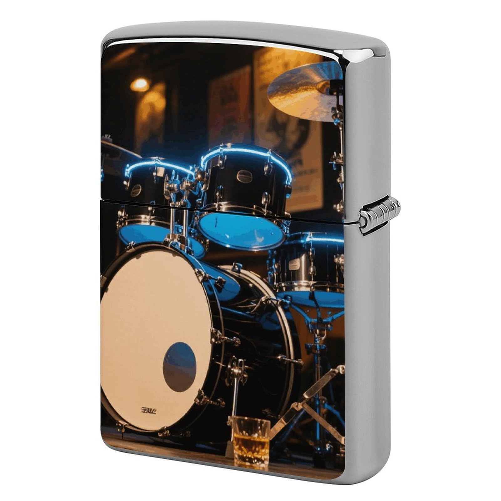 Cool Drum Lighter Case Metal Double-Sided Graffiti Lighter Cover Lighters Protective Sleeve for Women Men Standard Lighters