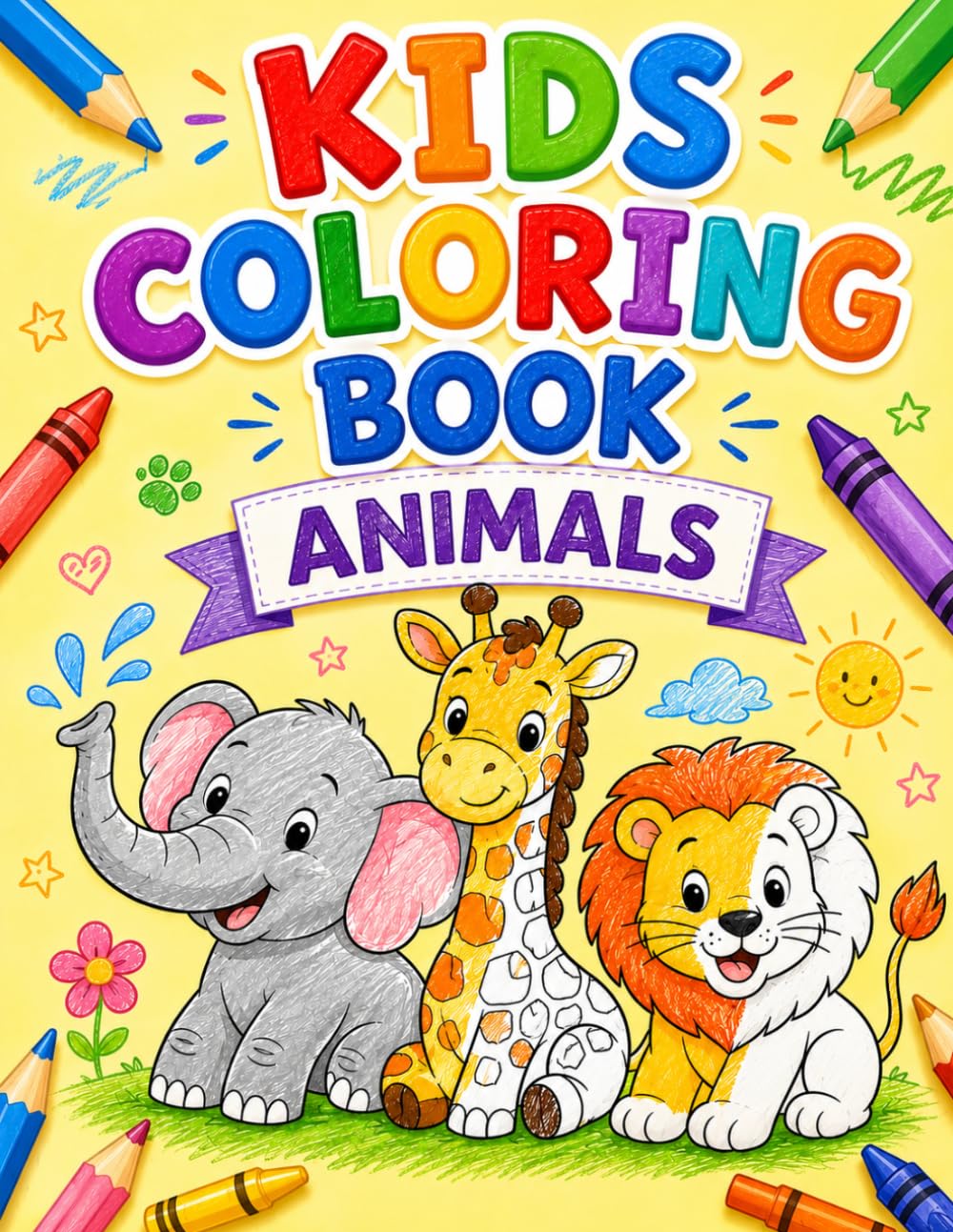 Cute Animals Coloring Book for Kids: Fun and Easy Coloring Pages for Kids