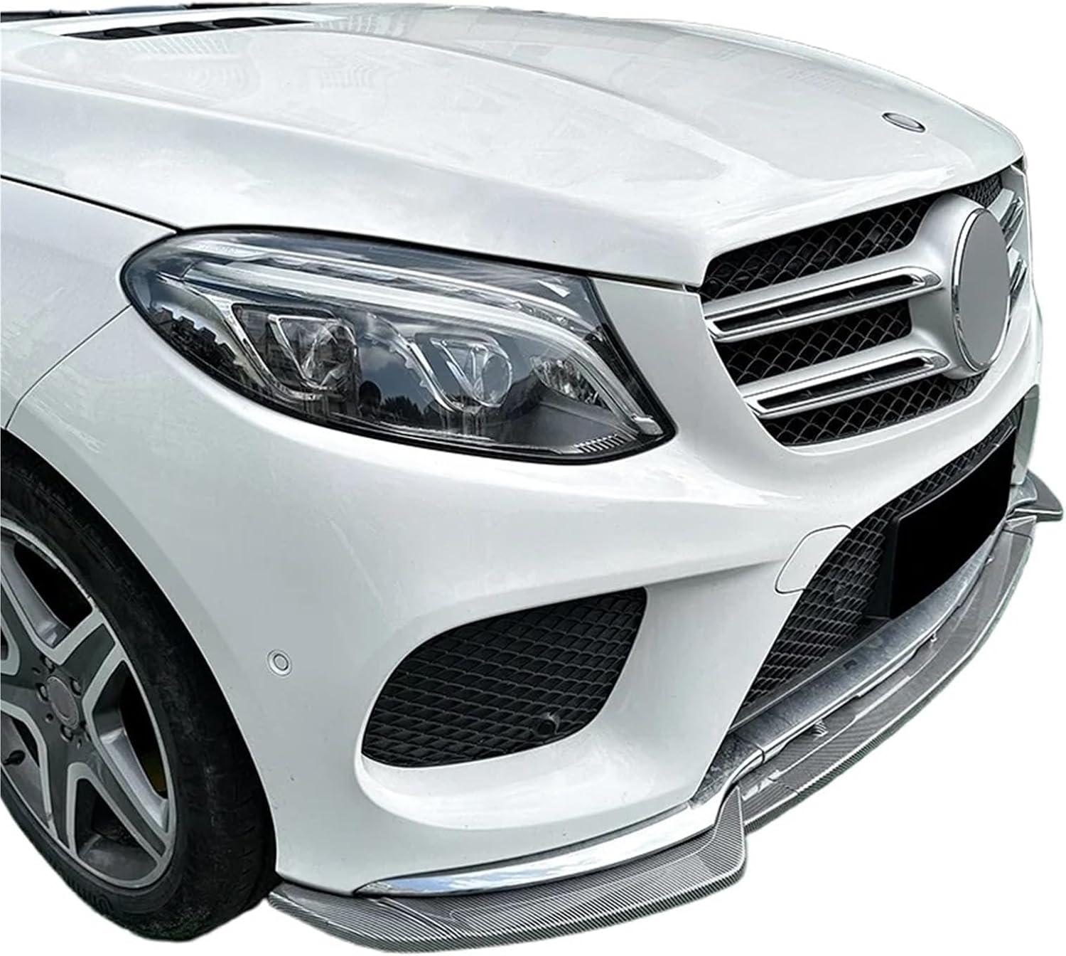 Compatible for Mercedes for Benz W166 GLE Coupe C292 AMG 3PCS 2015-2018 Front Bumper Lip Canard Spoiler Splitter Body Kit Modification Exterior(Carbon Look)