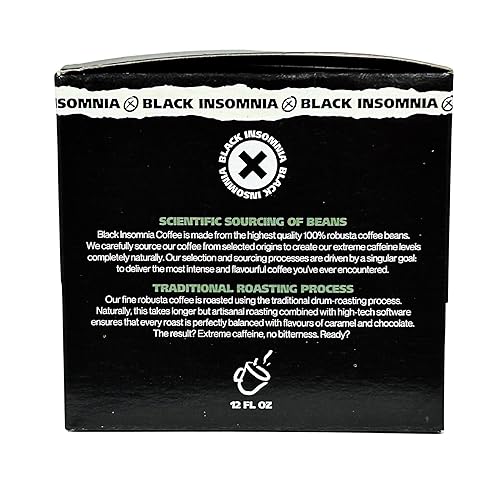 Vista 3 de Black Insomnia Coffee Tazas individuales de cafeína extrema (para uso en cafeteras Keurig) El café más fuerte del mundo, tostado clásico, 12