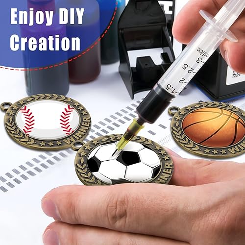 Miniatura 10 de Junkin 24 piezas de medallas de premio en blanco con cintas para el cuello, premios de medalla de participación del ganador, haz tu propio kit de