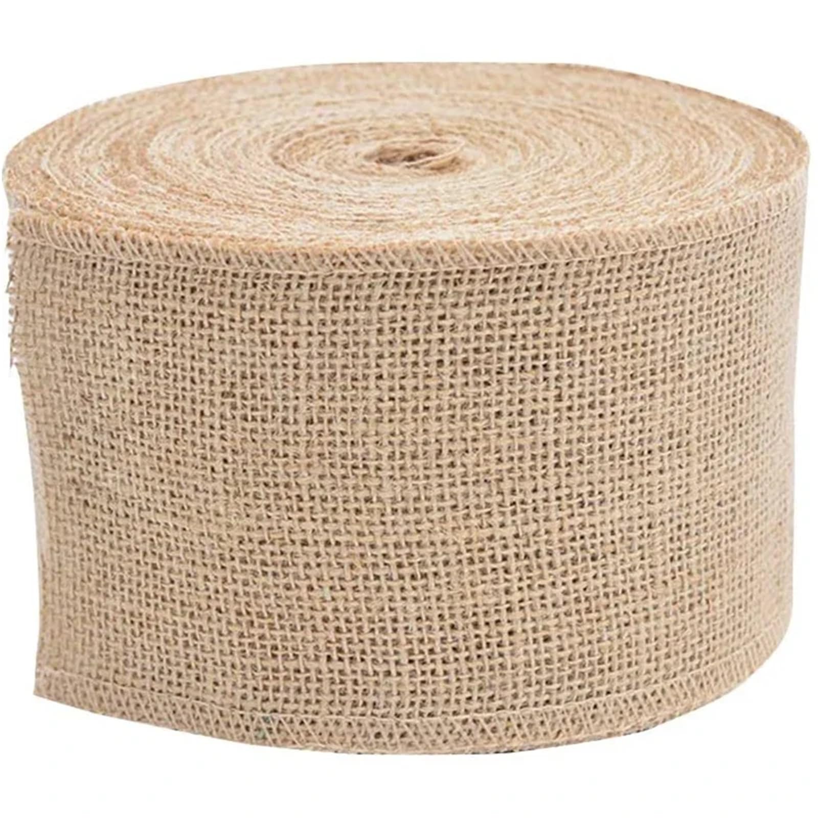 2Meter Colorful Jute Burlap Hessian Ribbon Rolls Colored Natural DIY Crafts Wrapping for Crafting Decorating Wrapping(Natural Color)