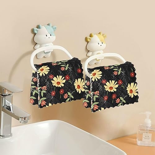 Miniatura 6 de Red Orange Flowers Daisy Leaves Quality Decor Kitchen Towels Microfiber Fast Drying 6 Pack Microfiber Drying Towel Kitchen for Bathroom