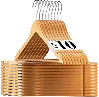 Kit 10 Cabides de Madeira Adulto 360° Para Roupas Calças Cor Marfim Envernizado
