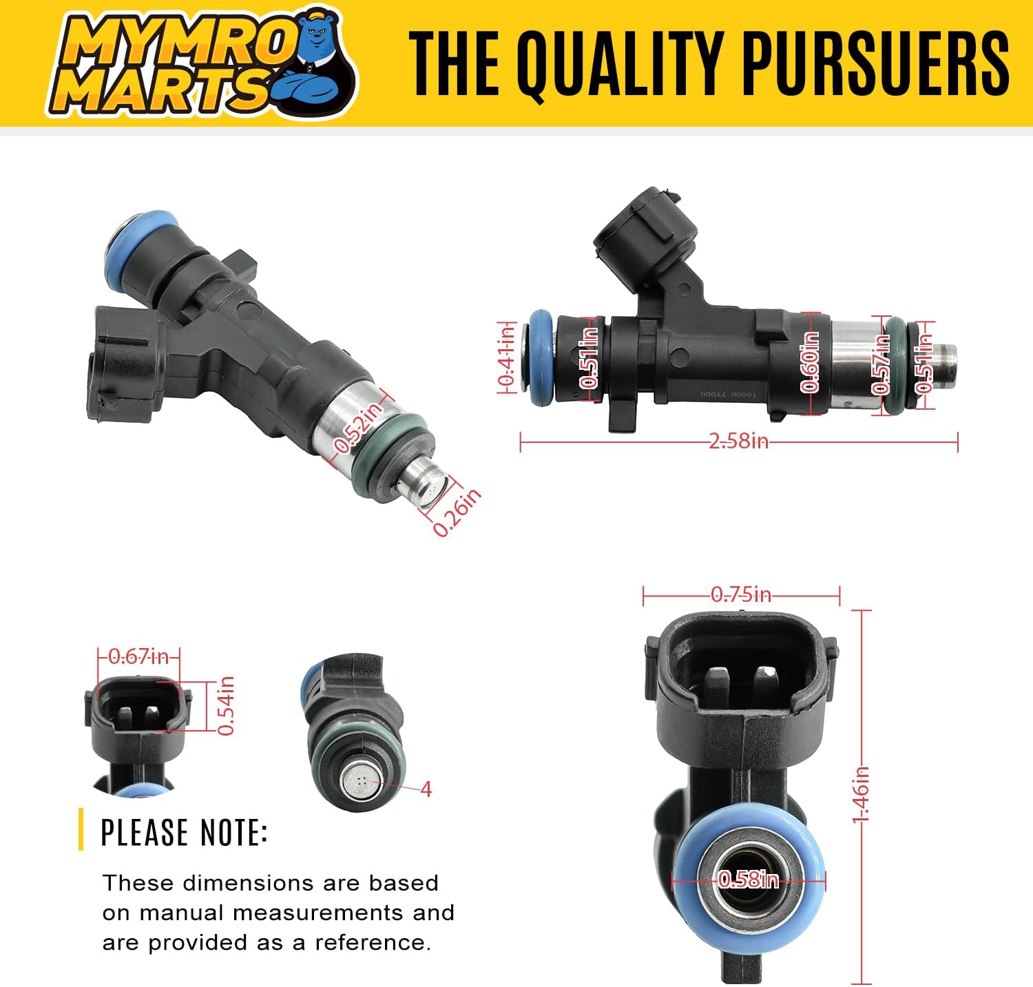 6Pcs 4Holes Fuel Injectors 0280158005 16600-7Y000 For Nissan Altima 2004-2006 For Nissan Maxima 2004-2008 For Nissan Murano 2003-2004 For Nissan Quest 3.5L 2004-2009