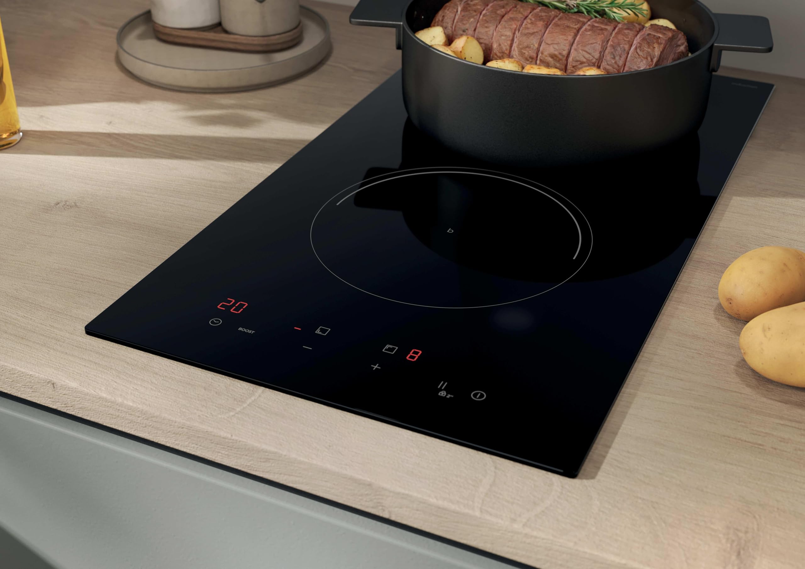Candy CI32CBB - Piastra a induzione domino, 2 zone, 30 cm, 9 livelli di potenza, 3,5 KW, comandi centrali, indicatore di calore, blocco infaantil, allarme surriscaldamento e versamenti, nero