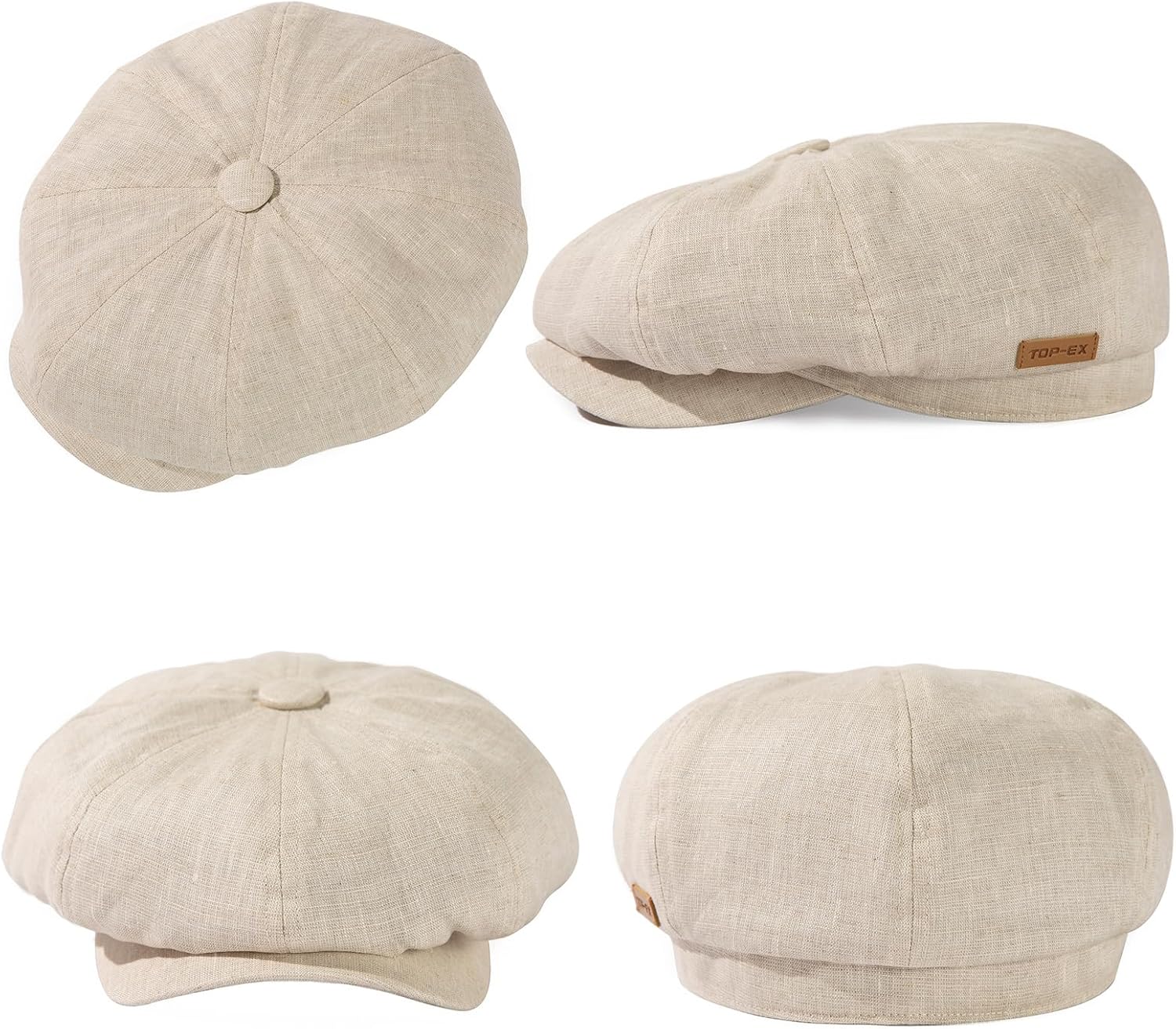 Oversized XL XXL Natural Linen Flat Cap Lightweight 8 Panel Summer Cooling Eco-Friendly Newsboy Hat Golf Outdoor - Image 4