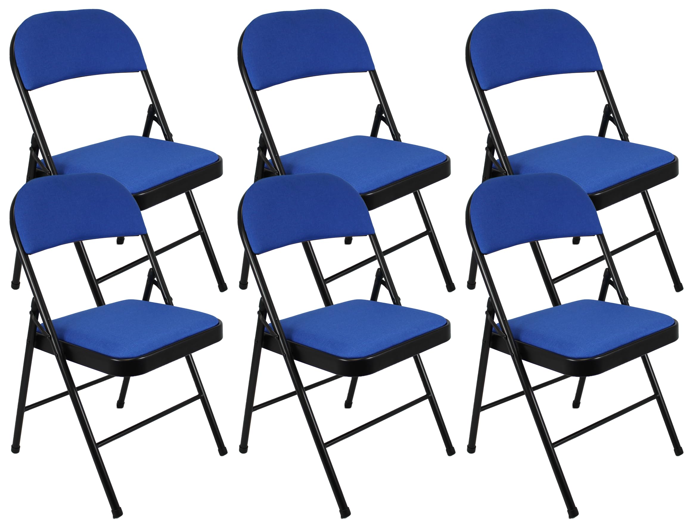 Meta Steel Frame with Fabric Seat Padded Office Work Study Party Dining Folding Chair (6, Blue)