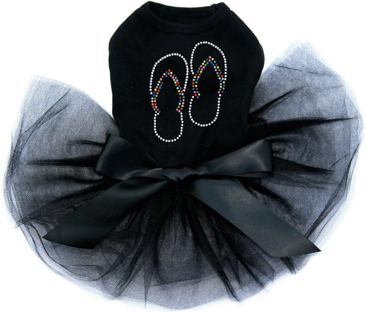 Flip Flops - Rhinestone - Bling Rhinestone Dog Tutu Dress, S Black