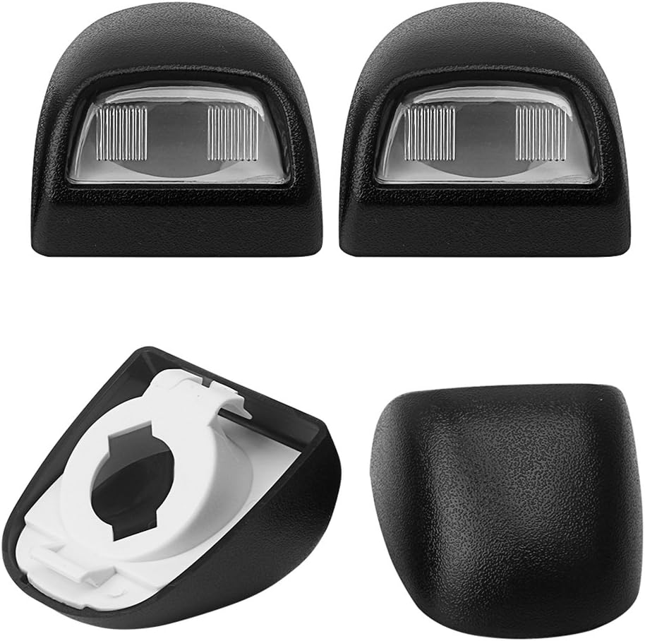 Black Perfect Replacement 22794700 Rear License Lamp Plate Light Assembly Covers Lens for GM GMC Chevy Cadillac Truck Pickup SUV Pack of 2