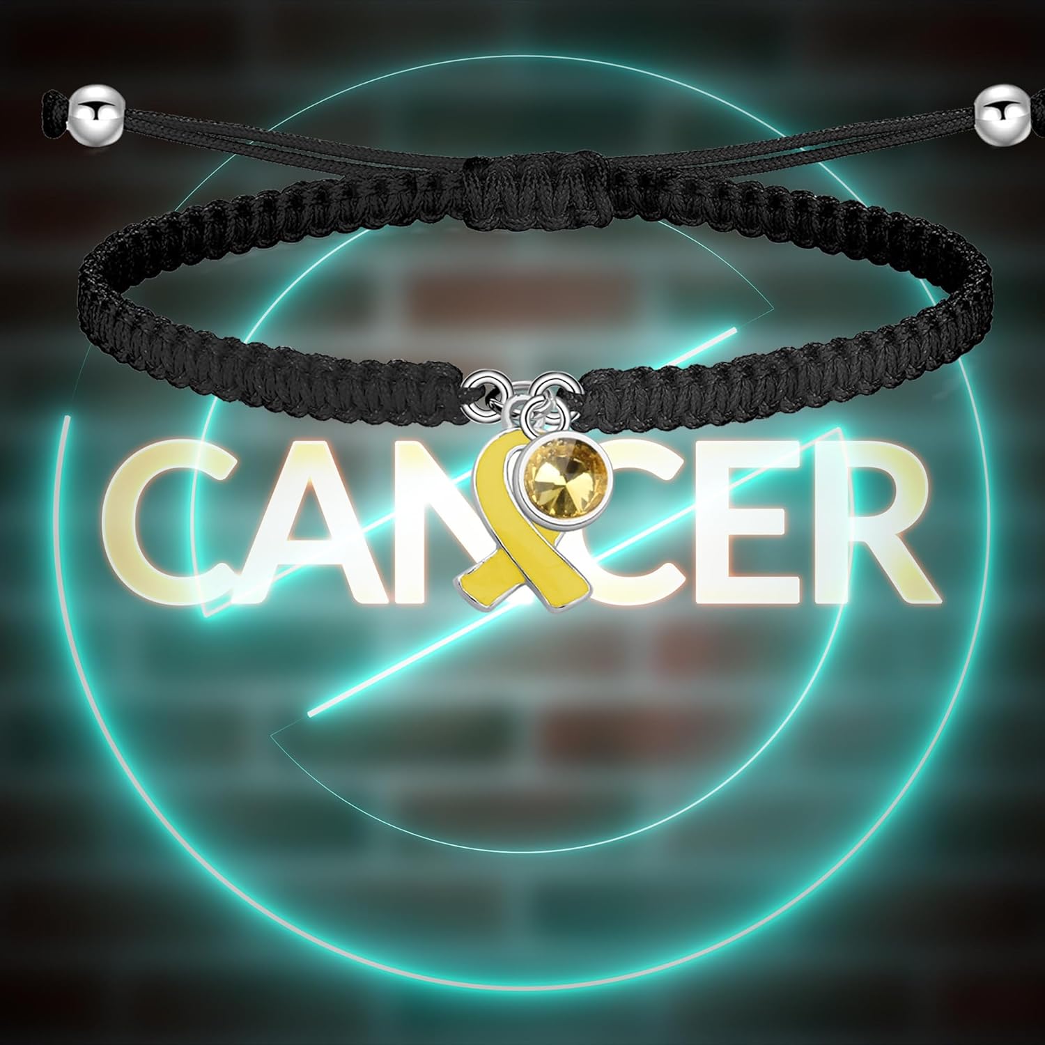 HOLLP Childhood Cancer Awareness Braided Rope Bracelet Yellow Ribbon Jewels Bone Cancer Awareness Bracelet Cancer Warrior Gift With Card - Image 6