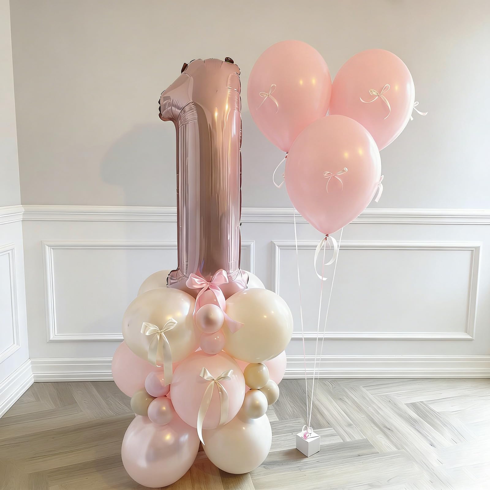 Xenray Birthday Balloons,Pink 1st Number One Balloons,1 Year Old Birthday Decoration
