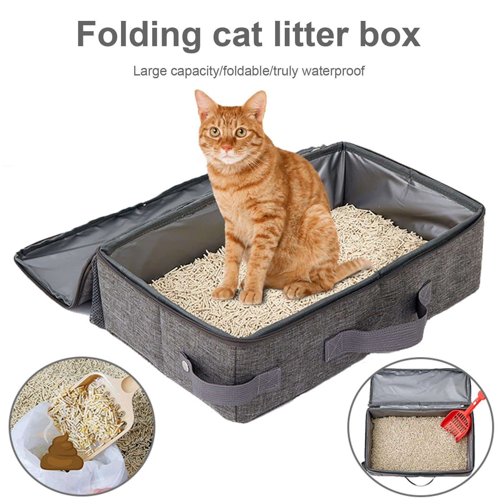 Sonhomay Travel Litter Box Portable Pet Litter Box with Waterproof Liner Cat Toilet Litter Pan for Outdoor Travel with Pet - Image 2
