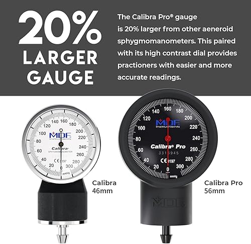 Miniatura 2 de MDF - Esfigmomanómetro profesional de calidad superior para tomar la presión arterial con manguito para adultos y funda de transporte, calibración