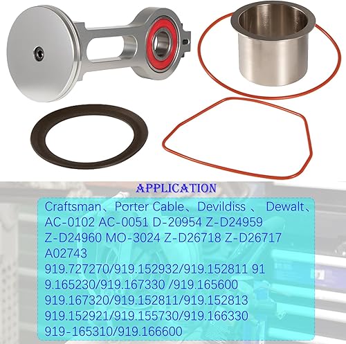 Miniatura 2 de KK-4835 Kit de pistón de biela para Craftsman Porter Cable DeVilbiss sin aceite Compresor de aire reemplaza los números de pieza 889124, 889125,