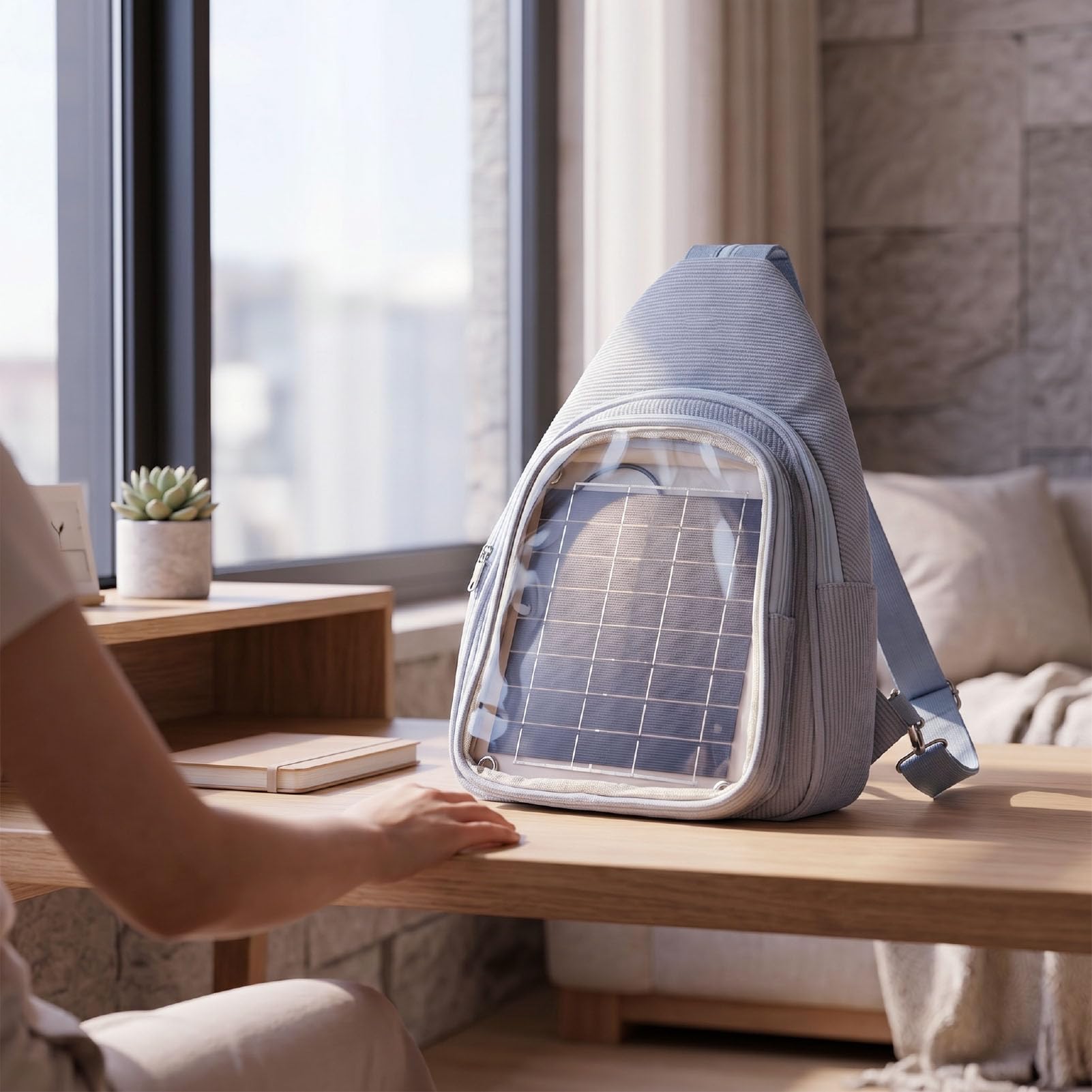 Fdit Zaino con Pannello Solare da 20 W, Caricatore Solare Portatile Monocristallino con Porta USB per Escursioni All'aperto, Campeggio, Viaggi di Emergenza
