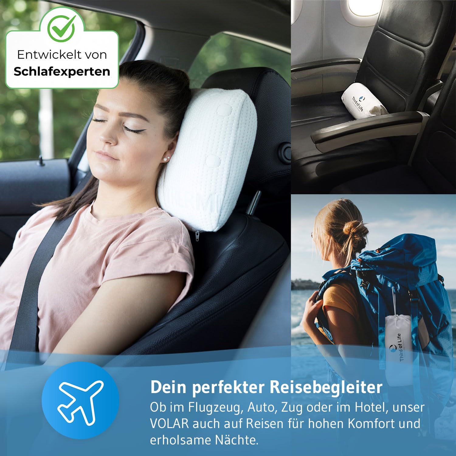 Reisekissen Memory-Schaum – Orthopädisches Nackenkissen Für Auto, Flugzeug, Zug