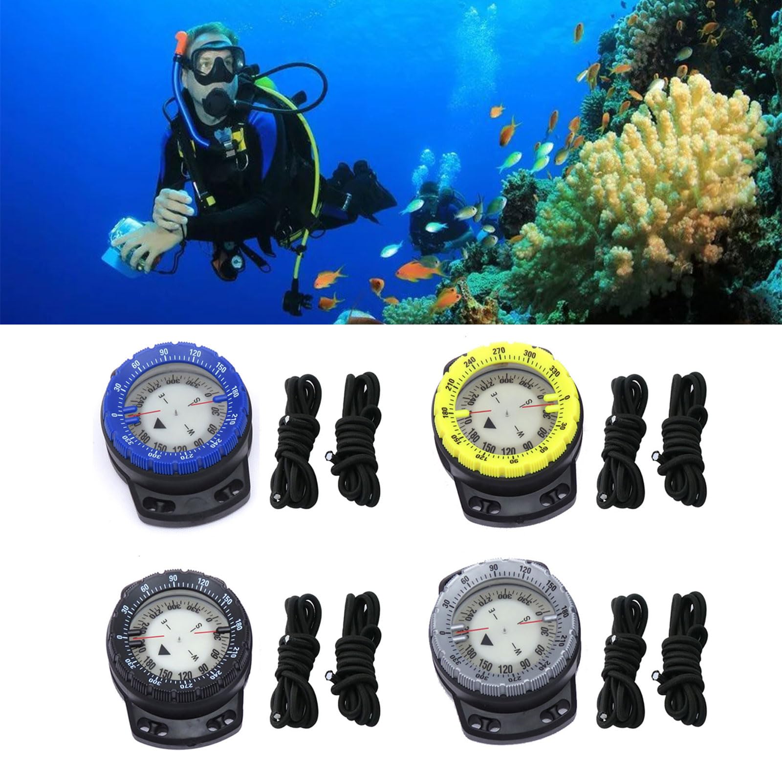 Bussole subacquee da polso incandescente di notte a tenuta stagna navigazioni subacquee con Bungee Diving