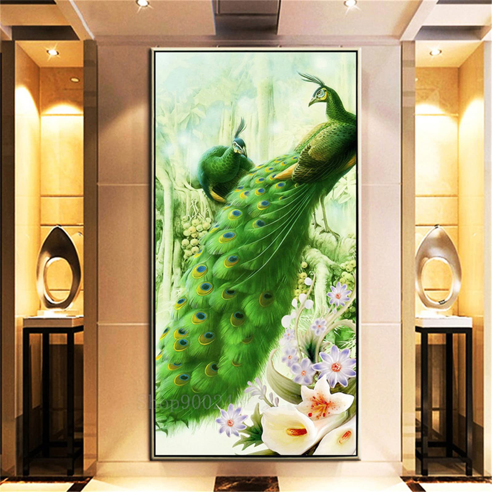 Diamentowe malarstwo 50 x 150 cm pawie diamentowe zestawy do samodzielnego wykonania dla dorosłych dzieci kryształowy klejnot zestawy artystyczne 5D diamentowe malarstwo okrągłe pełne wiertło diamentowe kropki do dekoracji ścian domu prezenty 50 x 150 cm